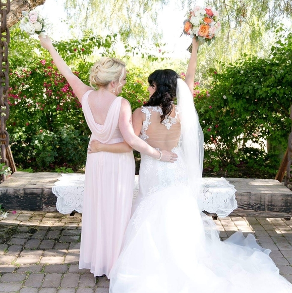 Petal Pink VNeck Sleeveless Dress with Cowl Back - Picture 3 of 3